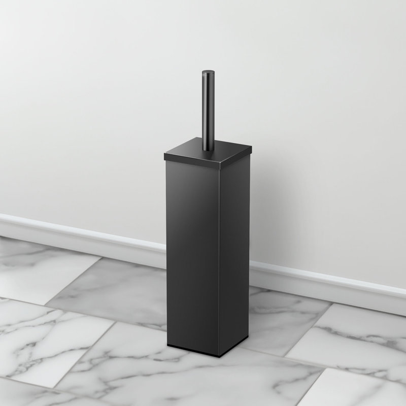 Brosse de toilette et support carré Elegant H 14,63 ", Noir mat