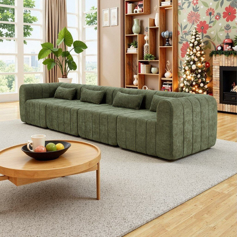 Canapé modulaire modulaire, 4 pièces, canapé rembourré en mousse haute résilience, Vert