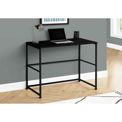 Bureau d'ordinateur 40 po pour bureau personnel, stratifié noir et rangement, ordinateur d'apparence moderne en métal 40 po, surface de travail avec pieds