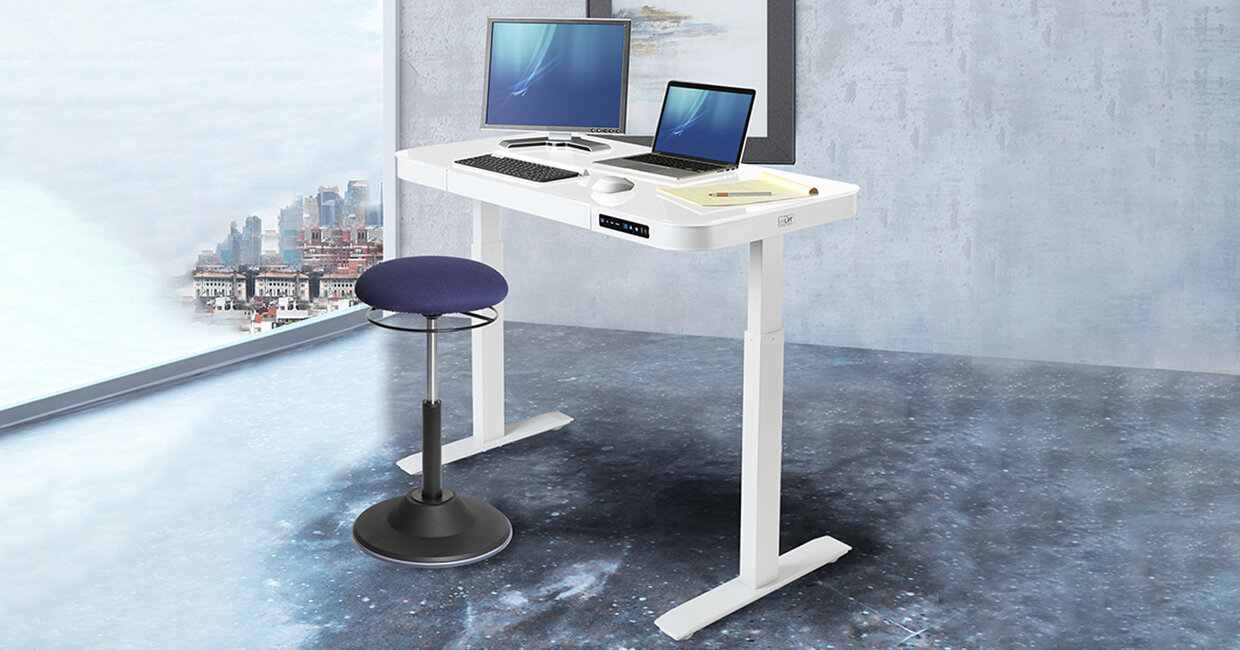 airLIFT® 48 Tempered Glass Top Electric Height Adjustable Desk, White –  Seville Classics