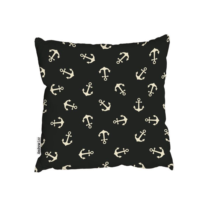 Square Cushion, 45cm H x 45cm W x 20cm D, Black/White
