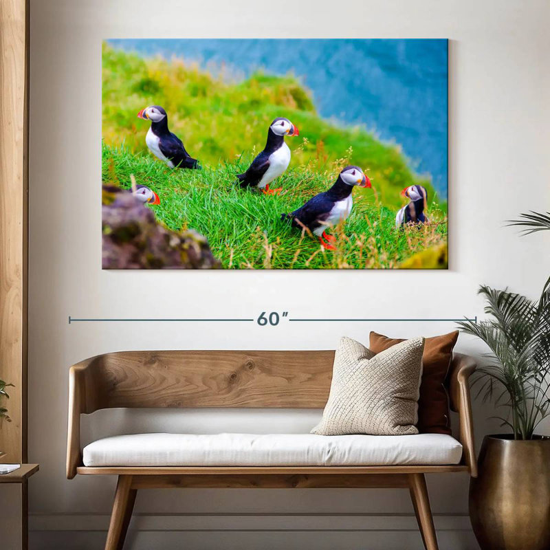 Puffins On Grass, 34" H x 51" W