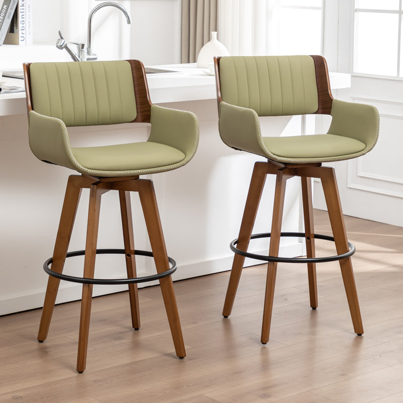 Tabourets pivotants rembourrés en similicuir Modern, Vert, Tabouret de comptoir (siège d'une hauteur de 26,5