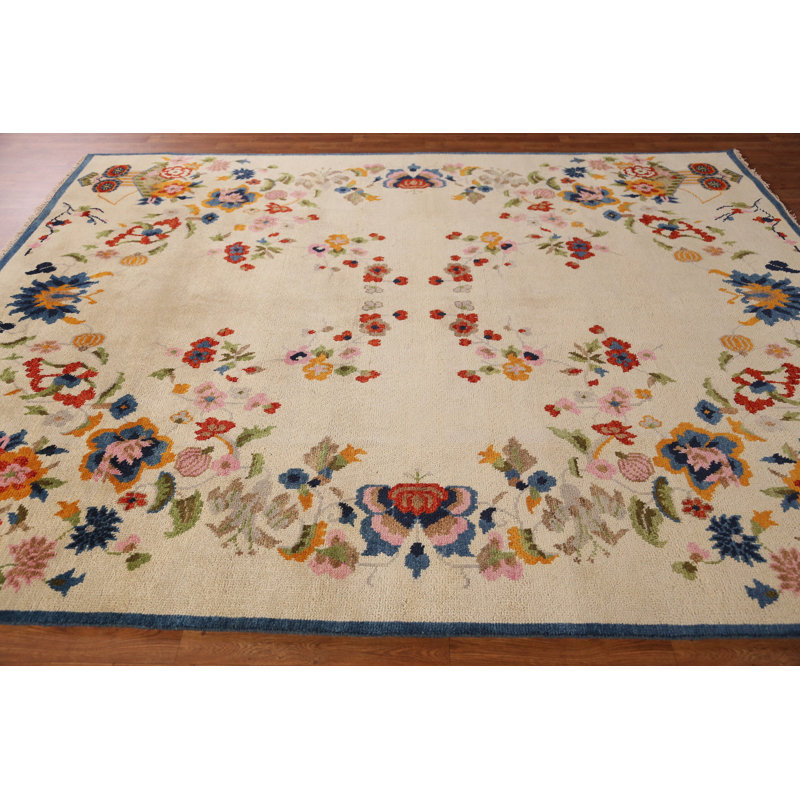 Tapis traditionnel indien fait à la main à motif floral 8 x 10
