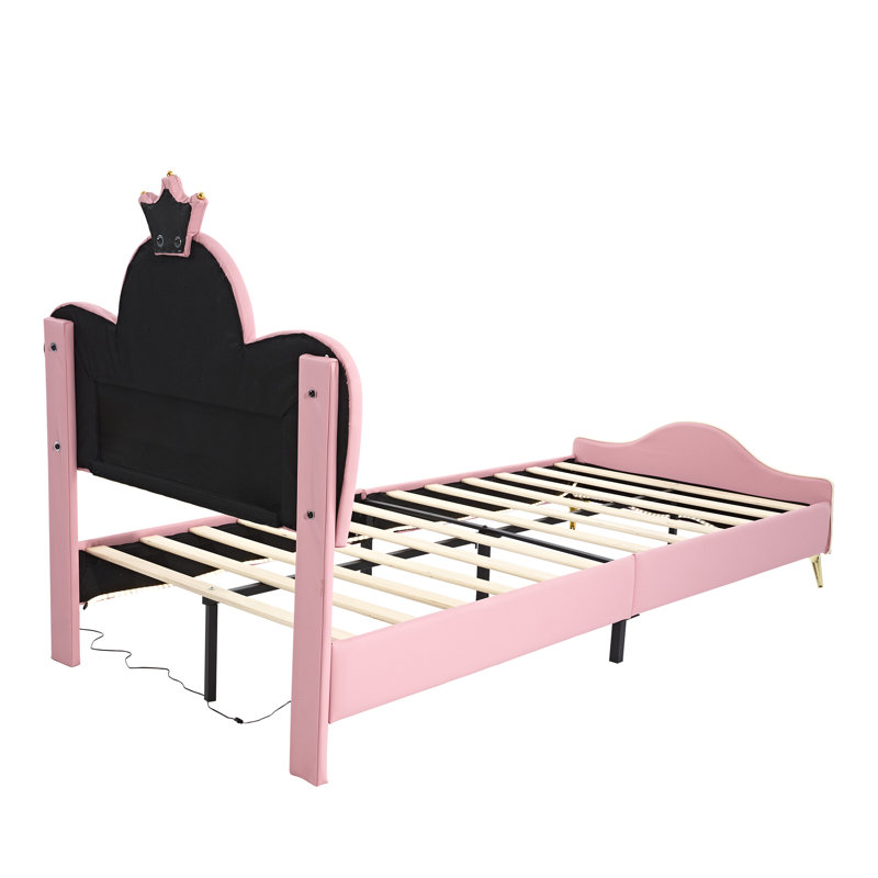 Led Single Bed With Crown Headboard