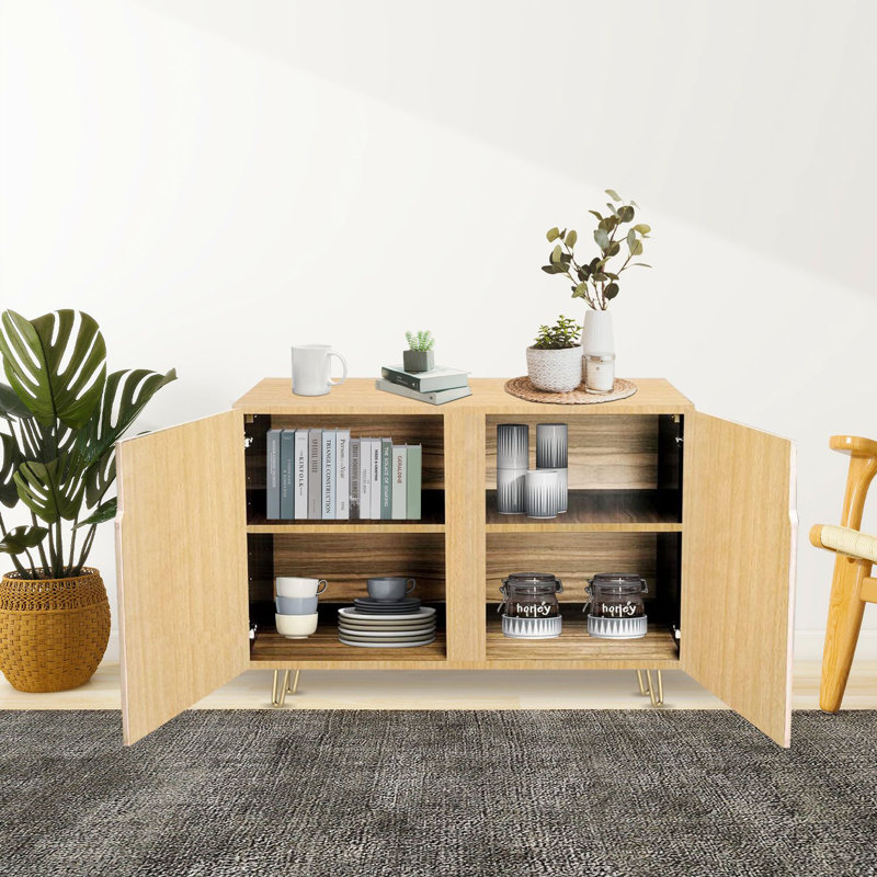Sideboard Buffet Cabinet with Storage stripe animals jungle tiger zebra fur with 2 Doors for Living Room and Kitchen