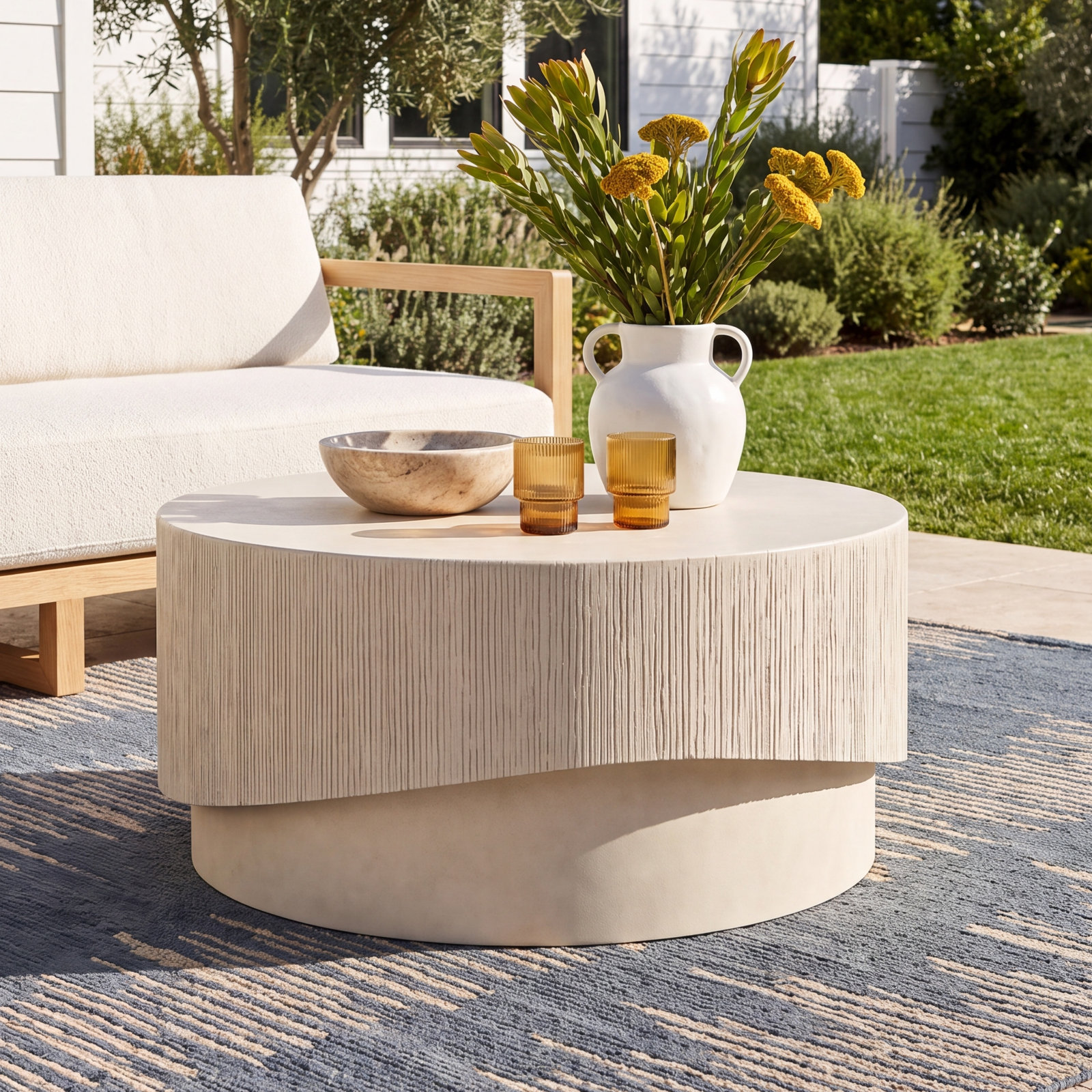 Albans 36'' Stone Outdoor Coffee Table