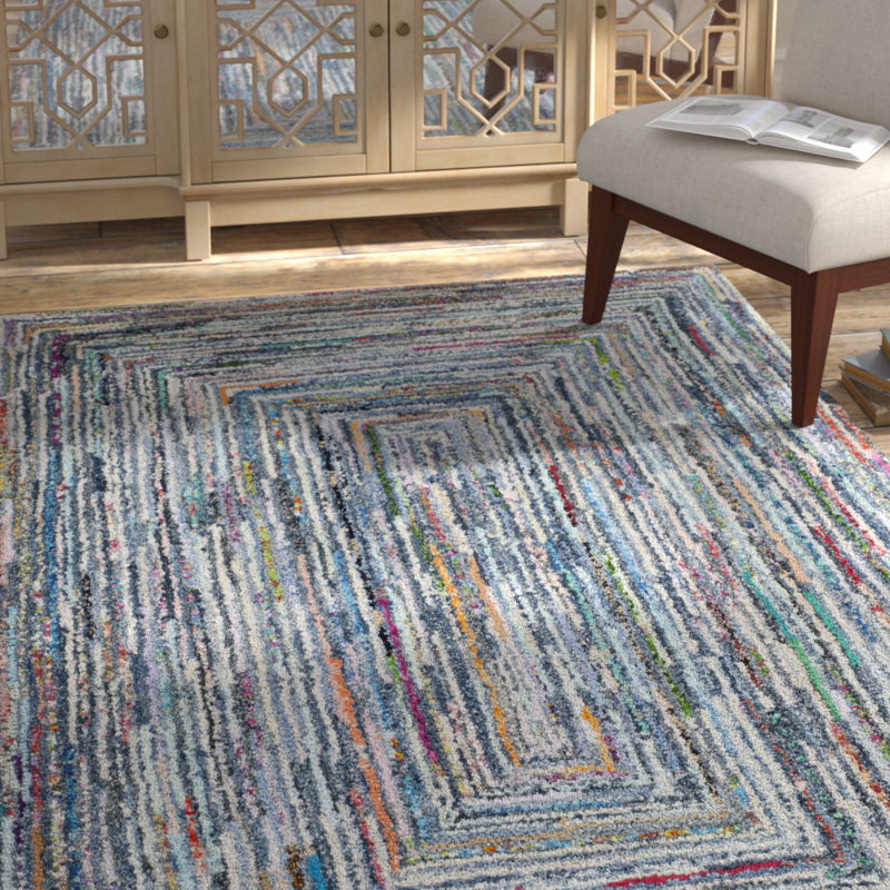 Tapis en coton touffeté à la main Baum, Rectangle 5 pi x 8 pi