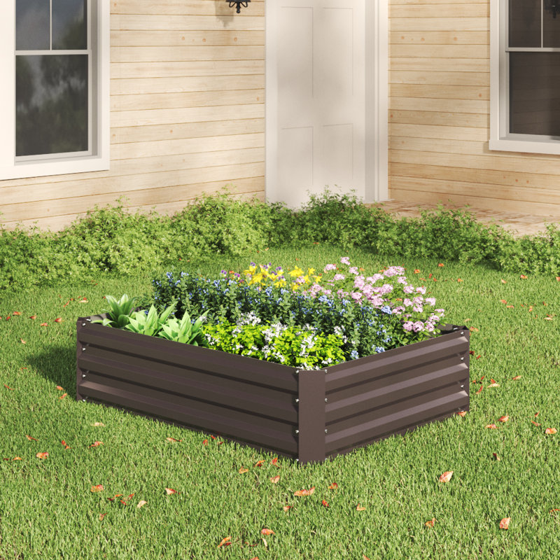 Brunswick Metal Planter Box, Brown, 30cm H x 120cm W x 90cm D