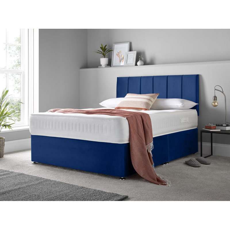 Makelah Divan Bed Set, Small Single (2'6), Blue, No Drawers