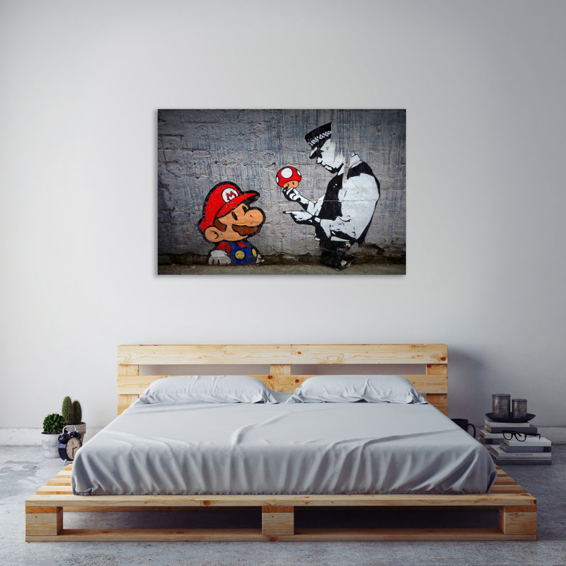 Mario's Mushroom by Banksy - Wrapped Canvas Print, 41cmH x 61cm W x 4cm D