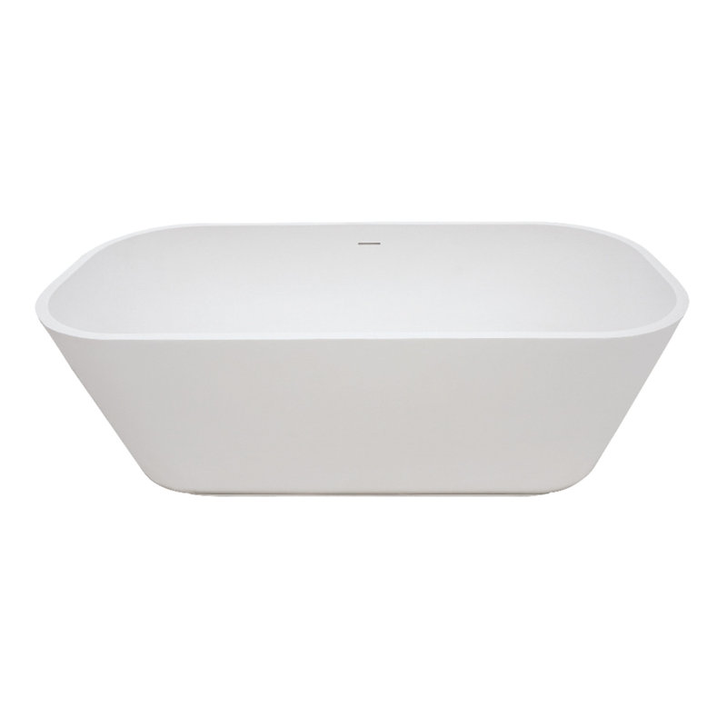 Kingston Brass Arcticstone 65-Inch Solid Surface Rectangular Double Ended Freestanding Tub with Drain