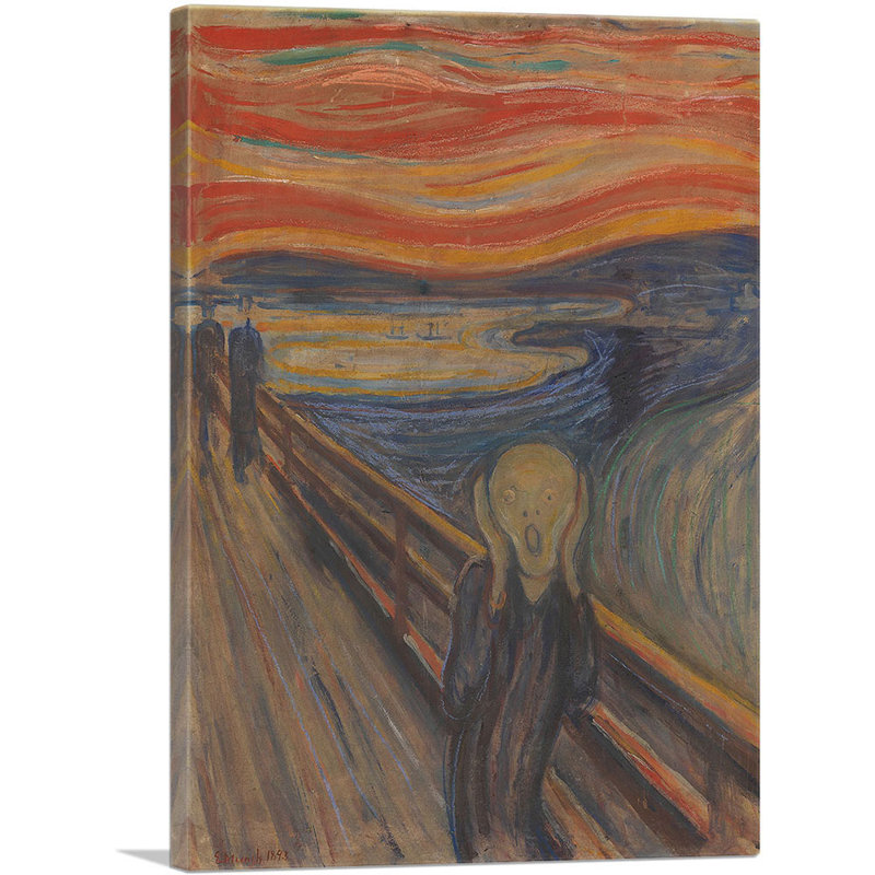 «The Scream 1893» par Edvard Munch, reproduction d'art sur toile tendue, H 40 po x l 26 po x P 1,5 po