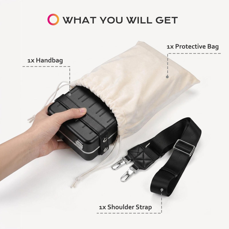 Mini sac à bandoulière en aluminium pour les voyages festifs, Noir