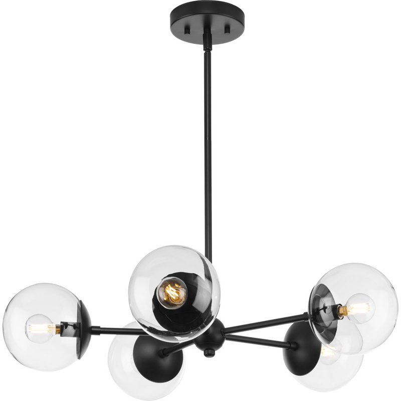 Lustre spoutnik 5 lumières Sasheer, Noir mat