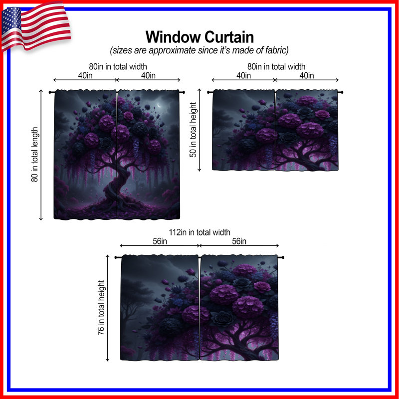 Rideaux obscurcissant à motif floral Moonlit, 80in x 52in - 2 panels, Room Darkening