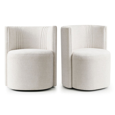 Upholstered Barrel Back Dining Chairs with Hidden Casters
