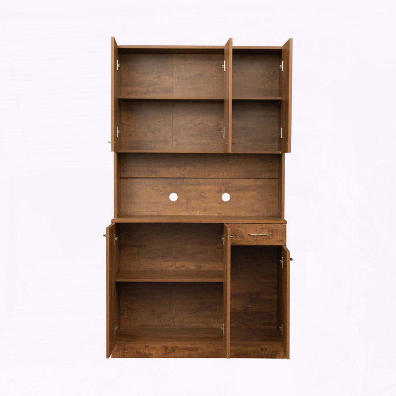 Armoire de cuisine 70,87 "avec 6 portes, 1 tablette ouverte et 1 tiroir - noyer, Noyer