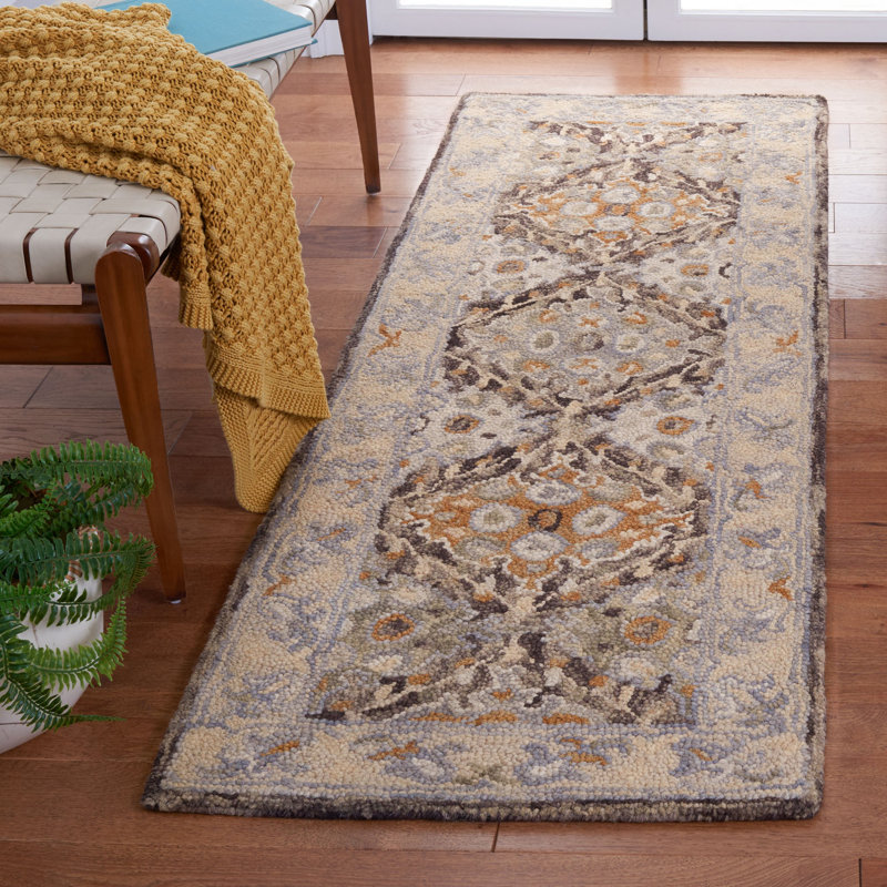 Tapis oriental beige / brun en laine / coton touffeté à la main Vahakn, Tapis de couloir 2 pi 3 po x 7 pi