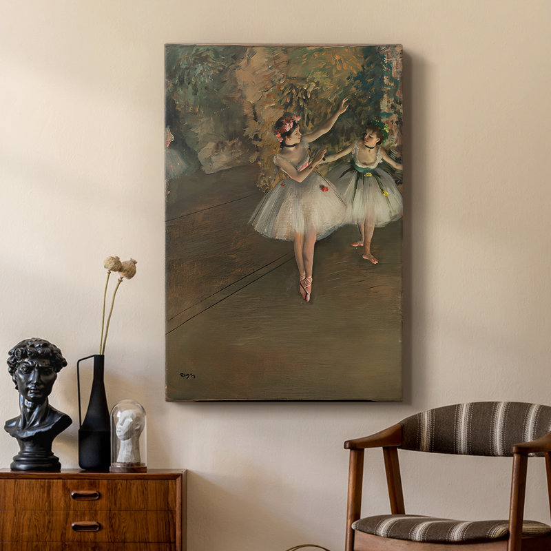 Deux danseuses sur une scène, toile tendue par Edgar Degas, 24 po x 36 po