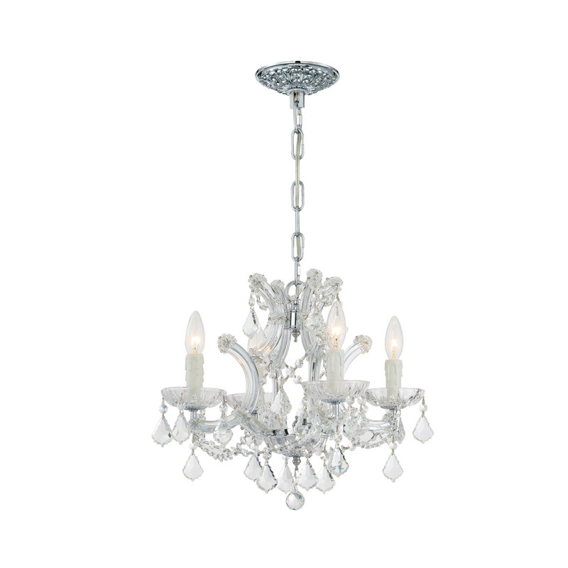 Wehr Candle Style Traditional Chandelier, Golden Teak Strass, Chrome