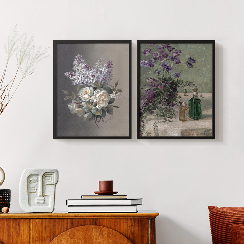 «Vintage Floral XLVII», 2 pièces, H 14 po x l 22 po, Noir