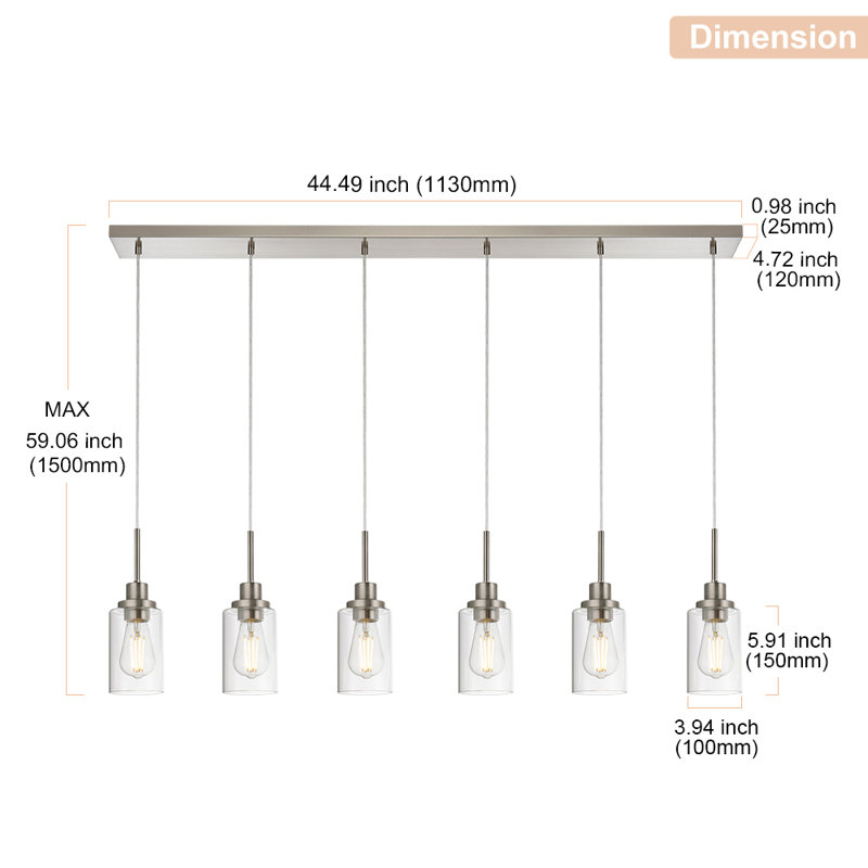 Jaqson 6 - Light Dimmable Cylinder Chandelier