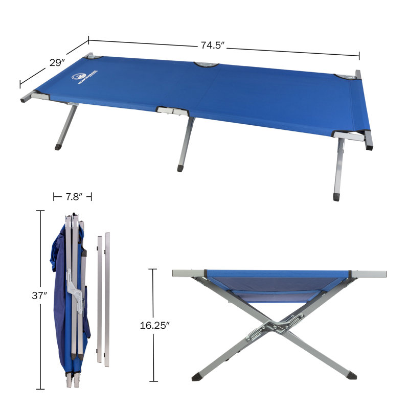 Lit de camp pliable portatif Wakeman - lit de camp pour adultes avec structure durable, Bleu