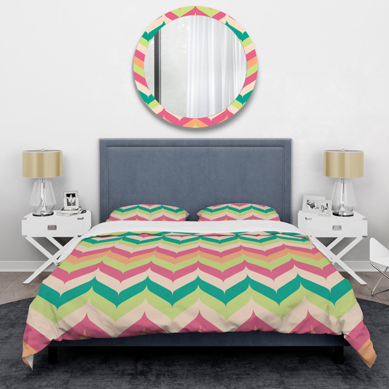 Chevrons multicolores - ensemble de housse de couette abstrait - microfibre de polyester
