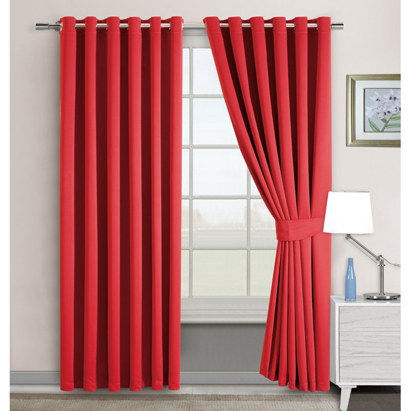 Trina Polyester Blackout Curtain, 117cm Width x 137cm Drop, Dark Grey