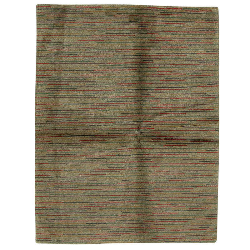 Hand Knotted Wool Striped Area Rug