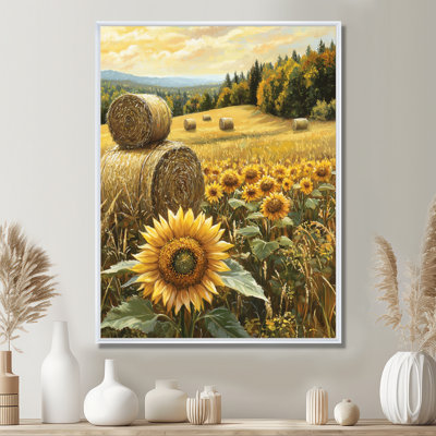 Donel tournesols dans la campagne de Hayfield II - tournesols, art mural