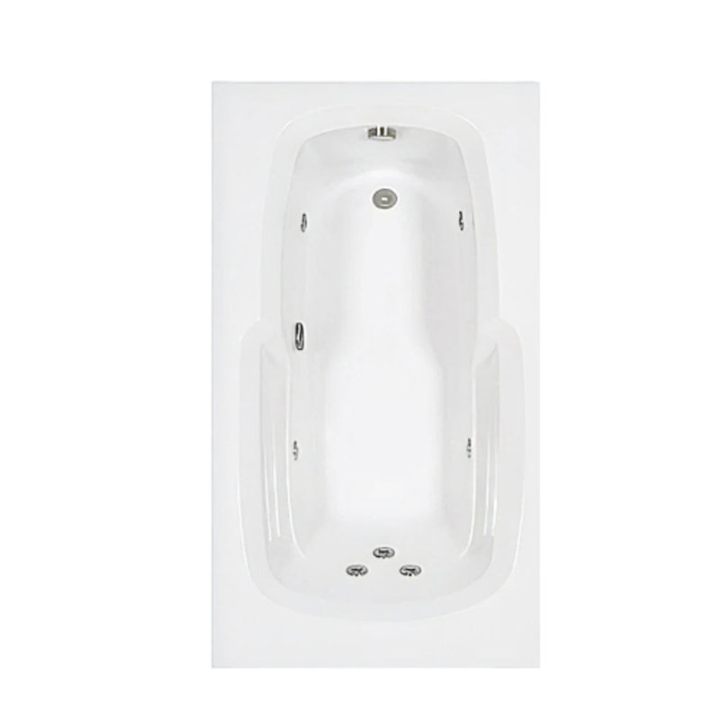 60" L x 36" W Alcove Whirlpool Acrylic Bathtub With Removable Acrylic Skirt in White, Left