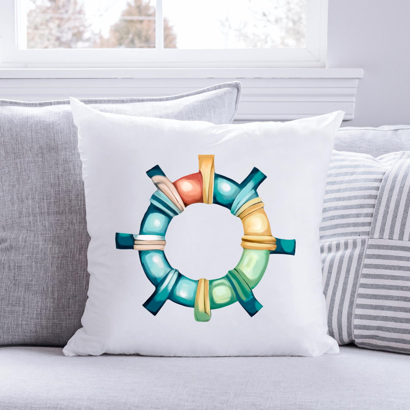 Nautical Sea Life_255 - Coussin décoratif avec coussin décoratif, H 16 po x l 16 po
