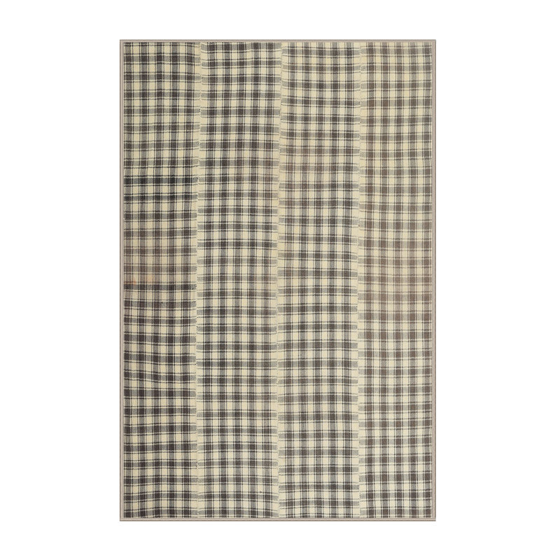 Noir abstrait/beige Tapis décoratif, Rectangle 8 pi x 12 pi