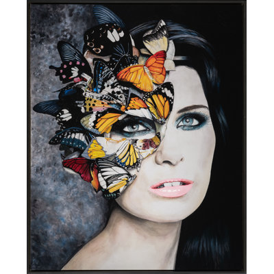 «Madame Butterfly 1» par Jeff Schaub, peinture sur toile à cadre flottant