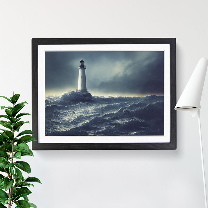 Enviable Lighthouse - Single Picture Frame Print, Black, 34cm H x 46cm W x 2cm D