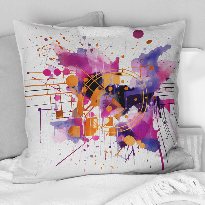 Coussin décoratif imprimé abstrait mauve et mauve II