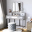 Bureau de coiffeuse avec miroir Hollywood 3 couleurs et 4 tiroirs-2100103855