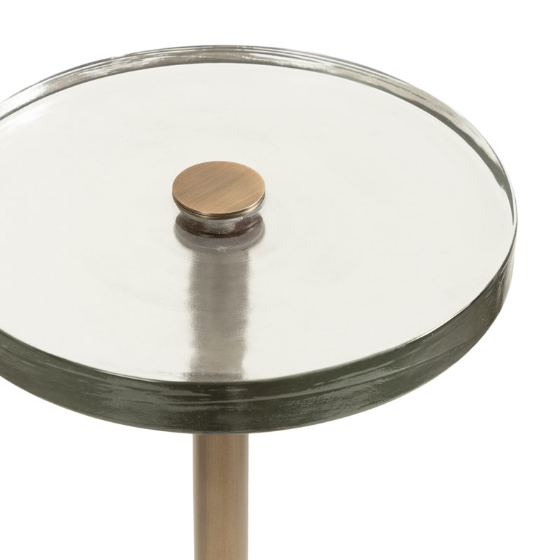 Table ronde en verre et verre, Clair, Doré