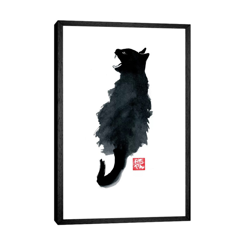 Crying Cat by Péchane - Print on Canvas, Black Framed, 66.04 cm H x 45.72 cm W