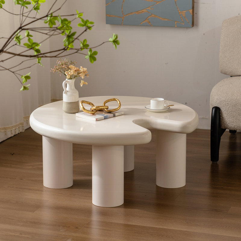Circular Beige Cream Coffee Table Set