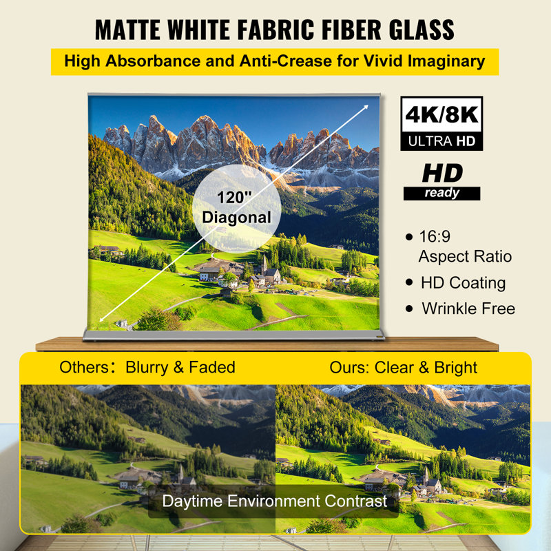 Écran de projecteur manuel 16: 9, 120"