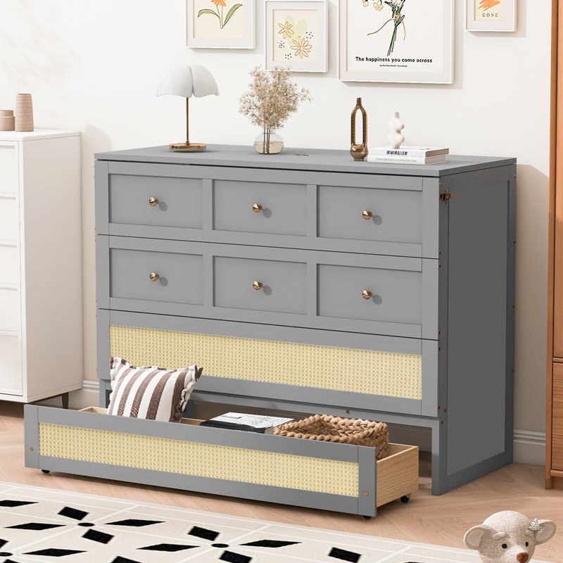 Murphy Bed With Large Drawers, Gray