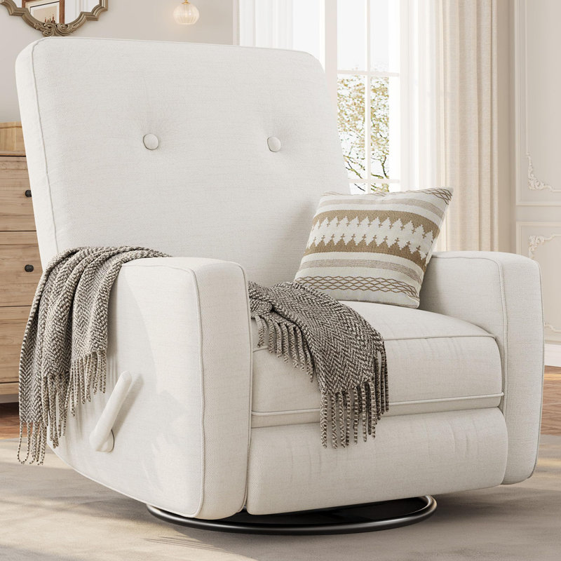 Fauteuil inclinable manuel, chaise berçante pivotante avec dossier et repose-pieds réglables, revêtement en velours côtelé