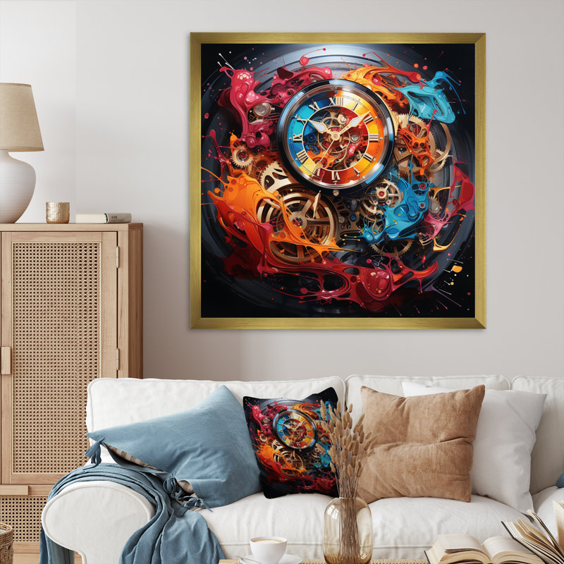 Collages abstraits de montres II - décoration murale tendance, H 24 po x l 24 po x P 1 po, Cadre doré à une seule photo