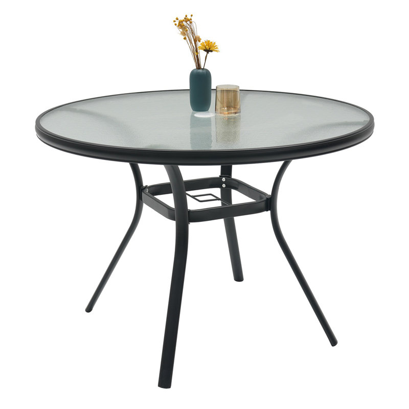 48'' round glass patio table with umbrella hole Buy 48" Deluxe Legs MGP Slat Top By Telescope Casual Yes Mosaic Design Omraj Round Metal Outdoor Dining