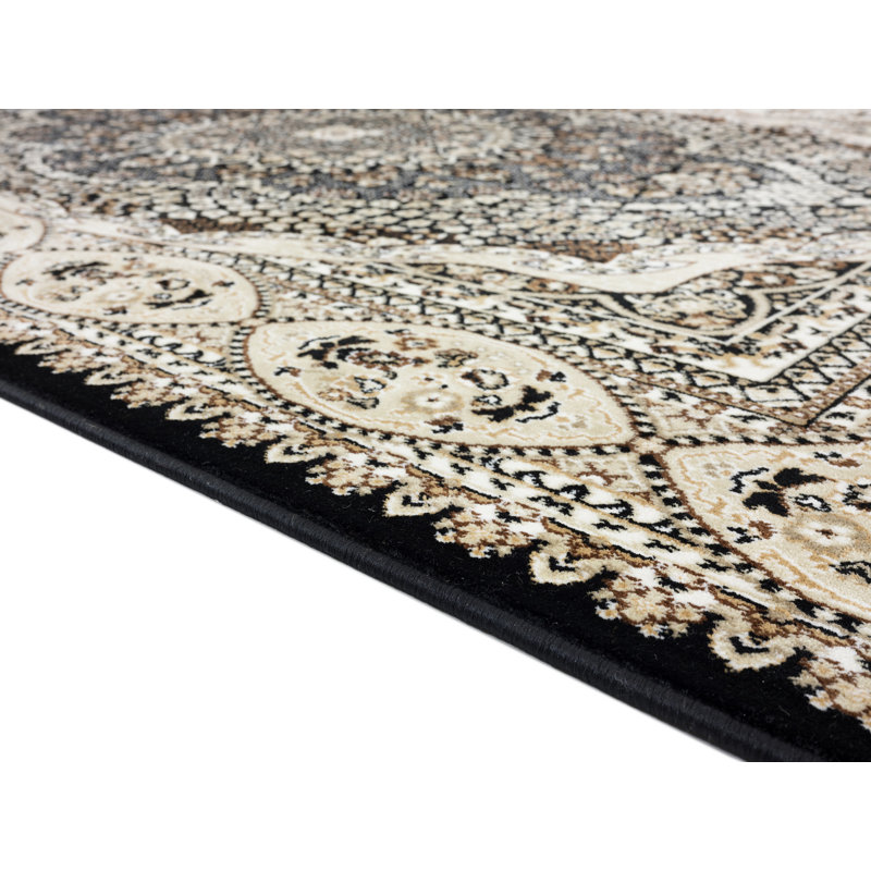 Tapis oriental noir / beige Ellowyn, Rectangle 3 pi 9 po x 5 pi 9 po