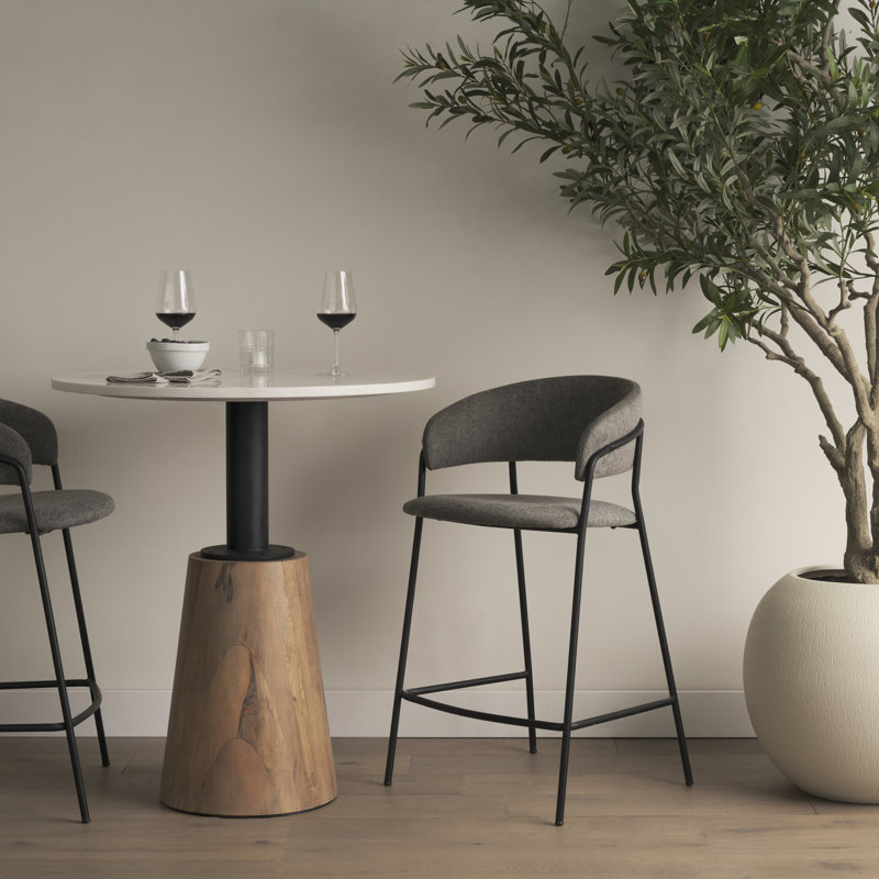 Tabouret de comptoir et de bar Burkeen, gris, Tabouret de comptoir (siège d'une hauteur de 26 p