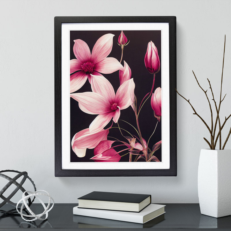 The Enigmatic Flowers - Single Picture Frame Print, 34cm H x 25cm W x 2cm D, Black